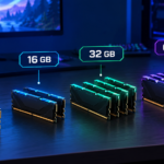 Módulos de memória RAM de 8 GB, 16 GB, 32 GB e 64 GB para PC gamer